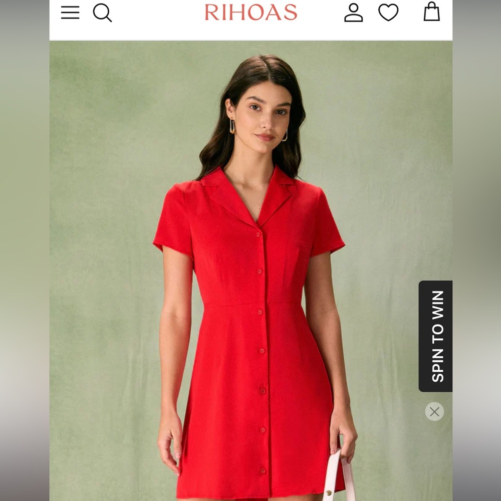 NWT!! The Red Lapel Button Mini Dress